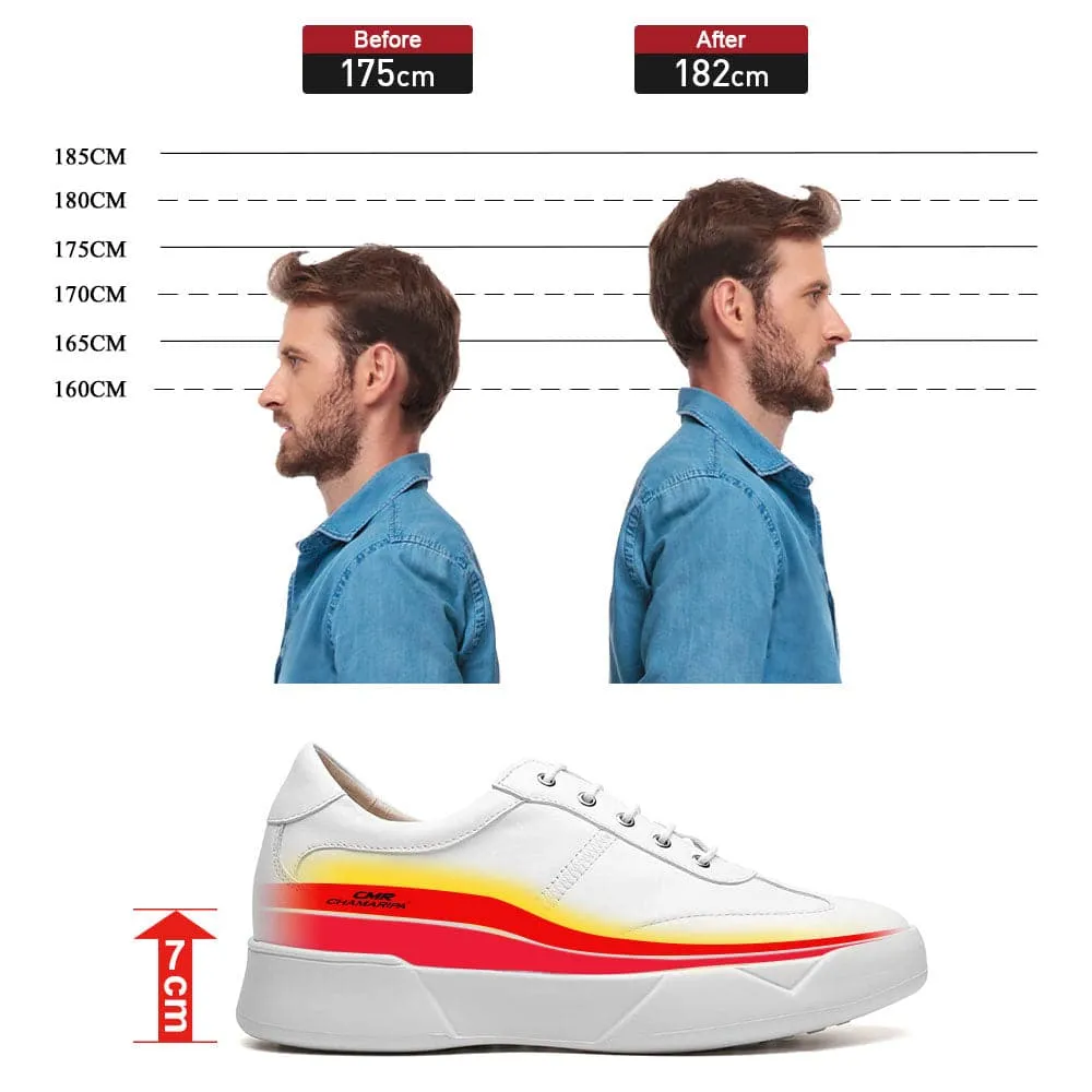 7 CM / 2.76 Inches CMR CHAMARIPA Casual Tall Men Shoes Leather Elevator Shoes for Men