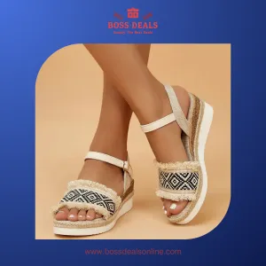 Bohemian Style Printed Wedge Lightweight Summer Sandals for Women