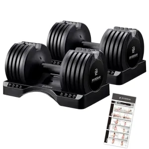 BYZOOM FITNESS Adjustable Dumbbell 12.5/25lb Set of 2 or Single Unit Piece Weight Training Fitness Exercise Body Workout 5 in 1 for Home Gym Beginners Woman