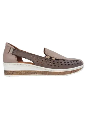 Cassini Women's Mindy Slip On Loafers- Stone/ Silver Grey