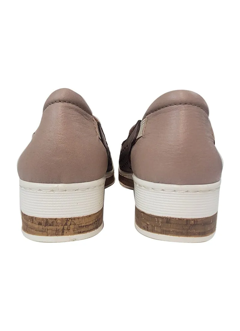 Cassini Women's Mindy Slip On Loafers- Stone/ Silver Grey