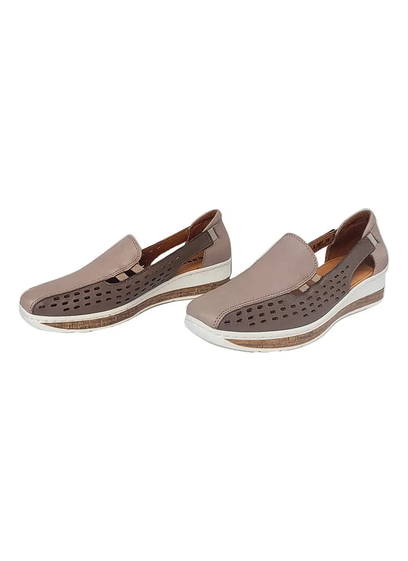 Cassini Women's Mindy Slip On Loafers- Stone/ Silver Grey