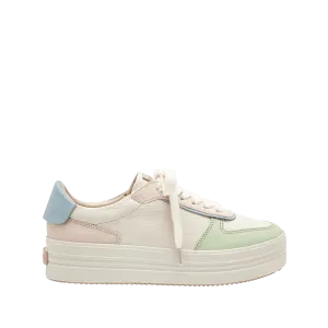 Classic sneakers in cream white x melon green, mist blue, and pastel pink leather