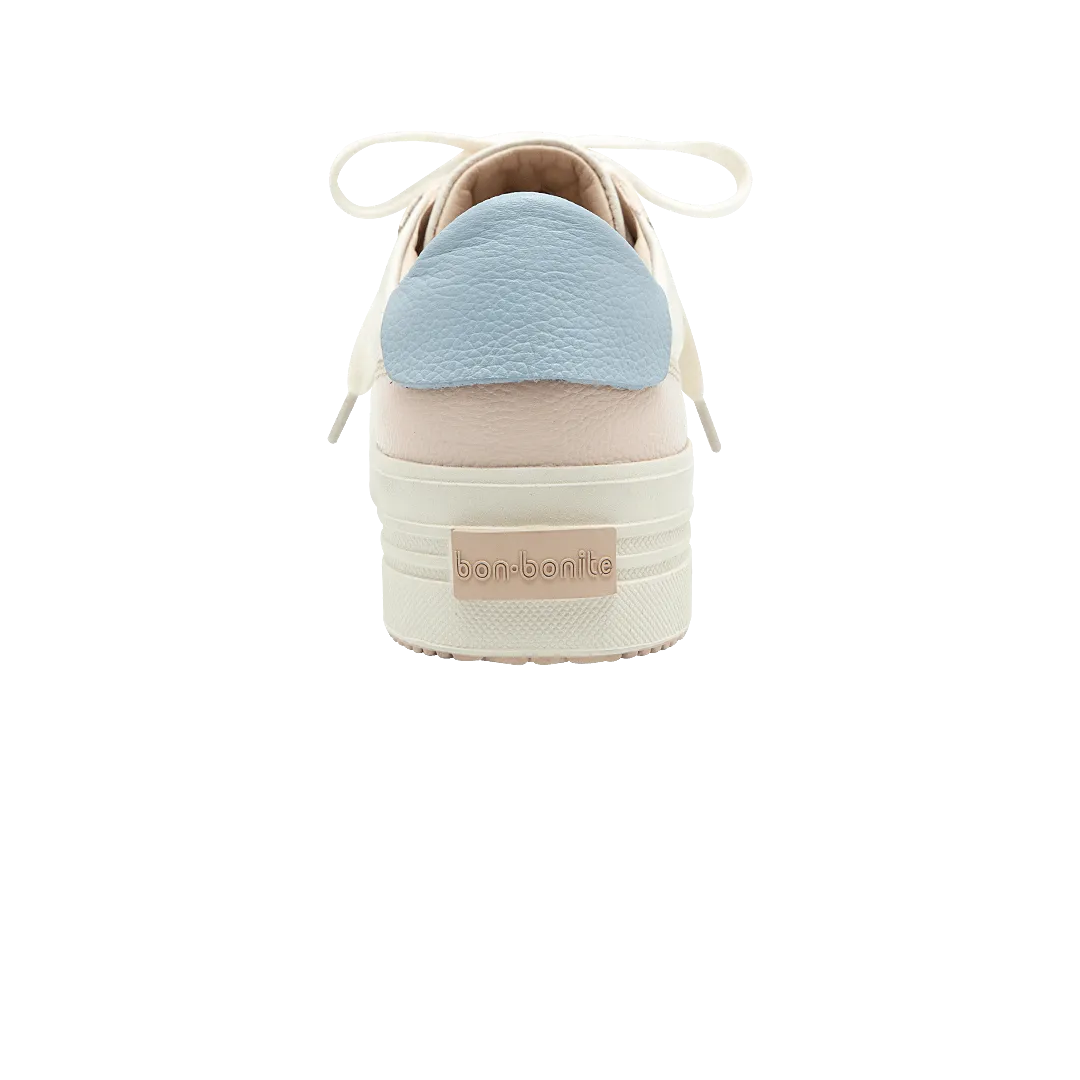 Classic sneakers in cream white x melon green, mist blue, and pastel pink leather