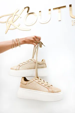 Dirty Laundry Record Gold Platform Sneakers