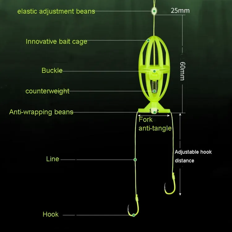 Double Hooks ISEAMA Explosive Hook Bighead Carp Feeder for Hand Rod & Throwing Rod, Size: 8