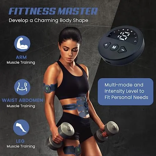 Emurdyon Abs Muscle Toner, Muscle Trainer, Strength Training Belt, USB Rechargeable Portable Fitness Workout Equipment for Men Woman, Home & Office Exercise Equipment (BEN-BELT-021)