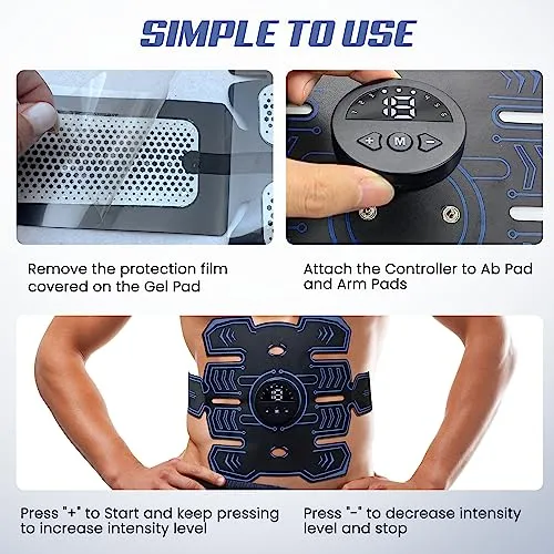 Emurdyon Abs Muscle Toner, Muscle Trainer, Strength Training Belt, USB Rechargeable Portable Fitness Workout Equipment for Men Woman, Home & Office Exercise Equipment (BEN-BELT-021)