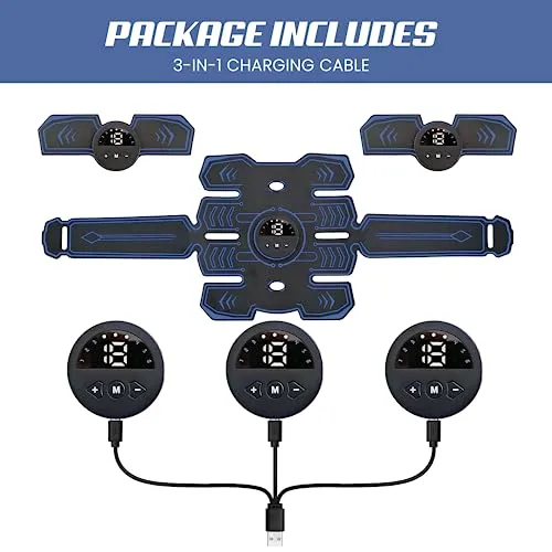Emurdyon Abs Muscle Toner, Muscle Trainer, Strength Training Belt, USB Rechargeable Portable Fitness Workout Equipment for Men Woman, Home & Office Exercise Equipment (BEN-BELT-021)