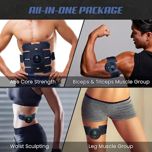 Emurdyon Abs Muscle Toner, Muscle Trainer, Strength Training Belt, USB Rechargeable Portable Fitness Workout Equipment for Men Woman, Home & Office Exercise Equipment (BEN-BELT-021)