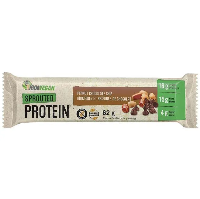 Iron Vegan Sprouted Protein Bar Peanut Chocolate Chip 62g