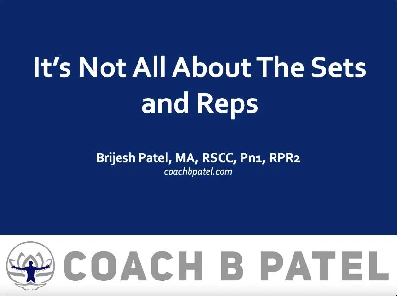 It`s Not All About the Sets and Reps