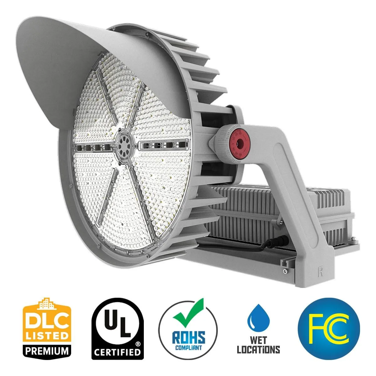 LED Sports Flood Light, 750 Watts, 105000 Lumens, 5000K, 120-277V, Trunnion Mount