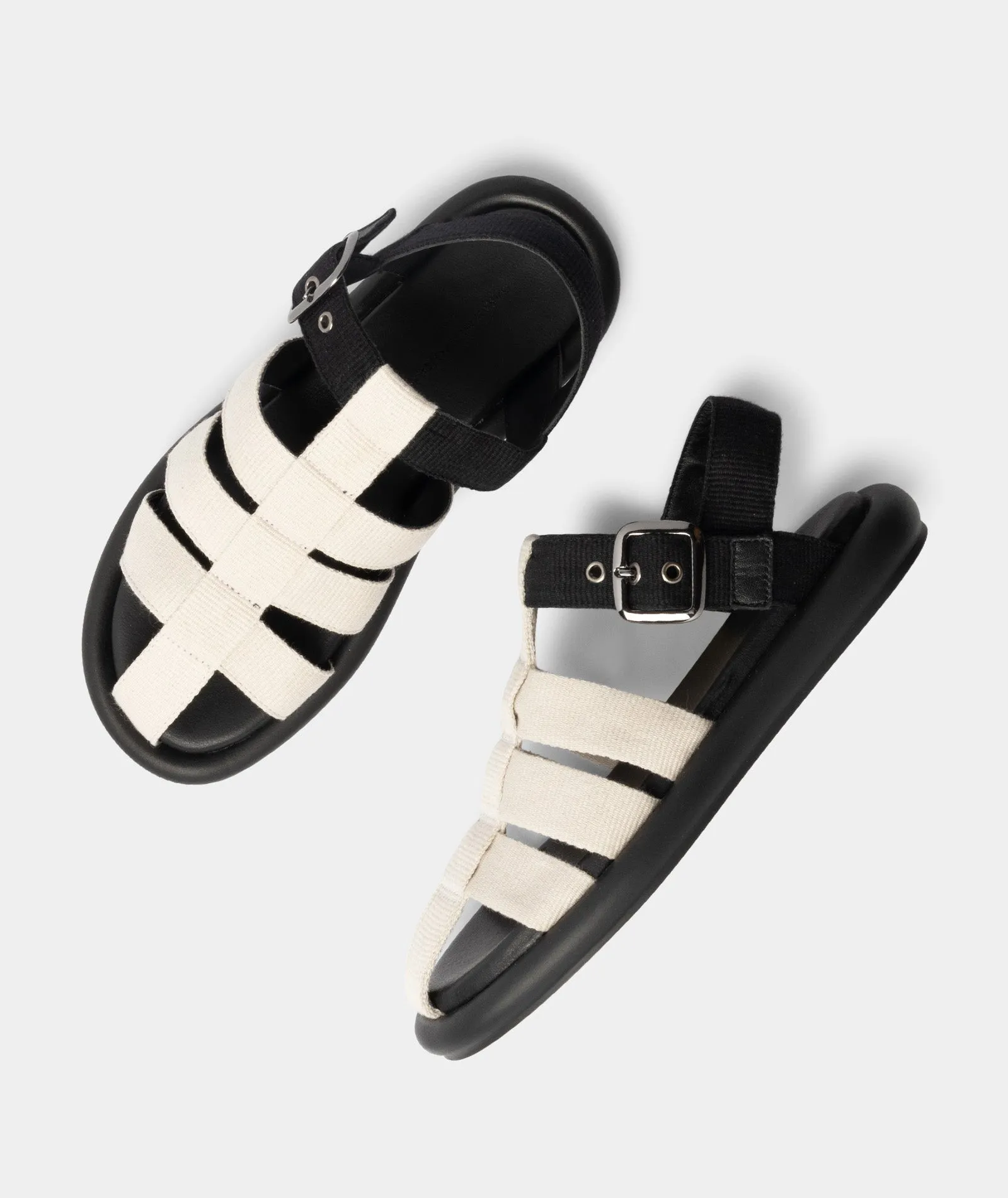 Luna Sandal - Off White / Black Nylon