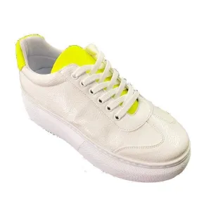 Platform White Neon Yellow Sneakers