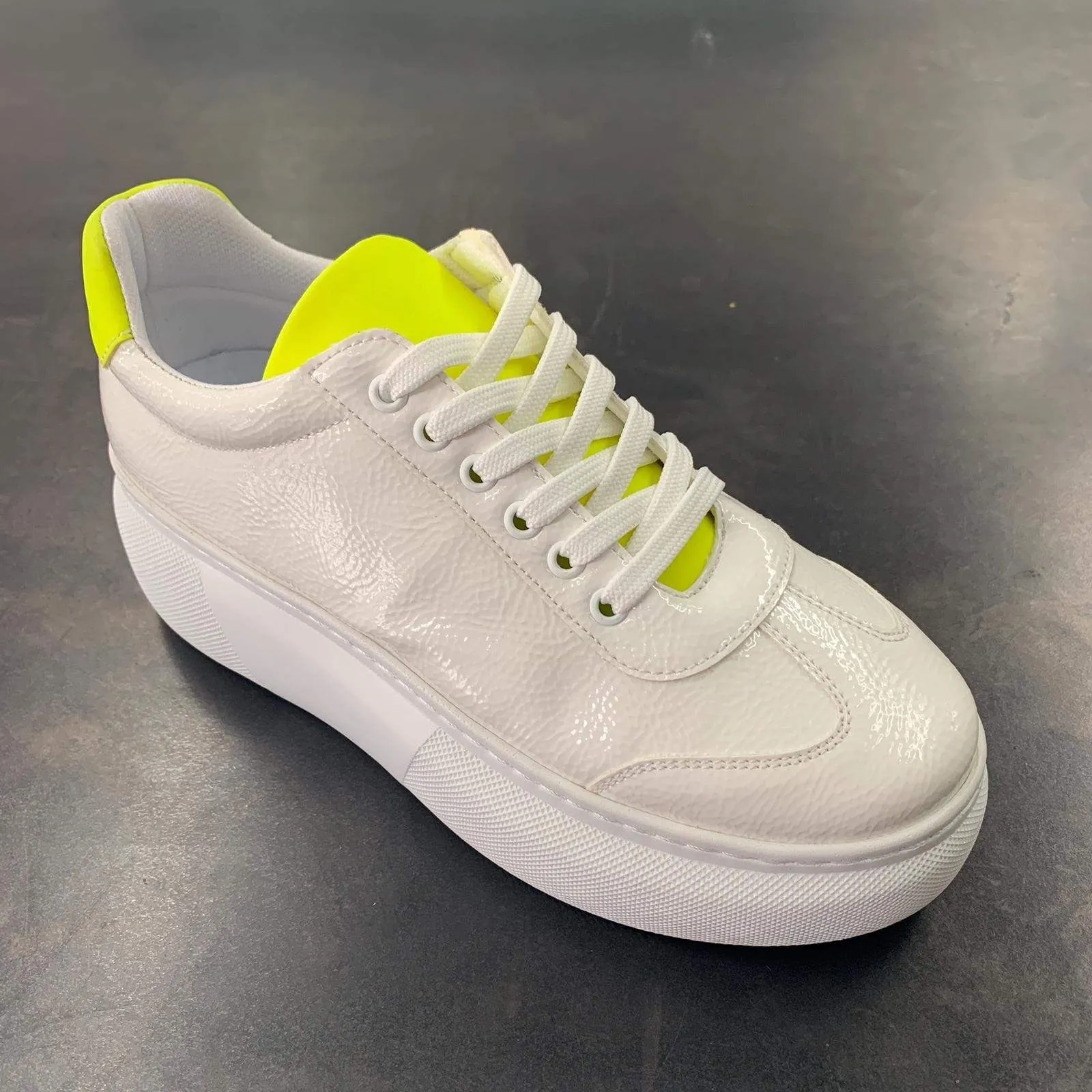 Platform White Neon Yellow Sneakers