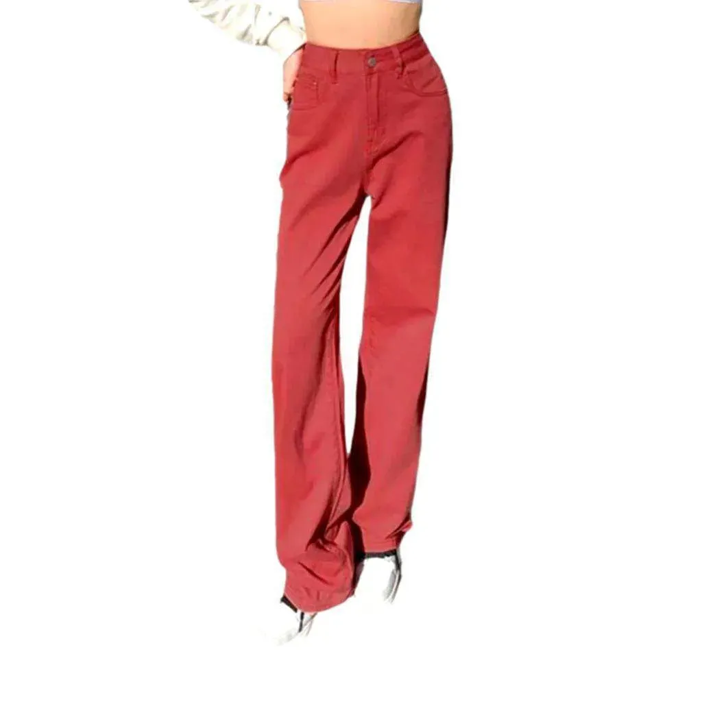 Retro color straight women's jeans