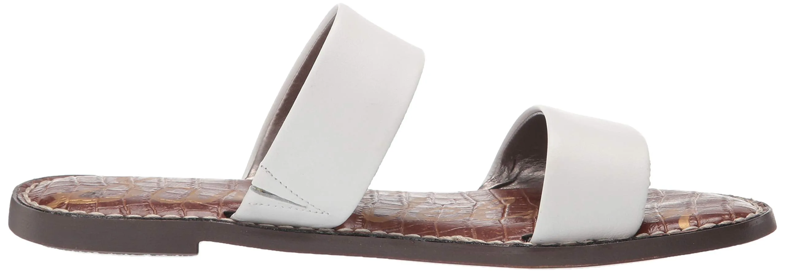 Sam Edelman Gala Bright White Leather Mule Flat Slip On Two Piece Slide Sandal