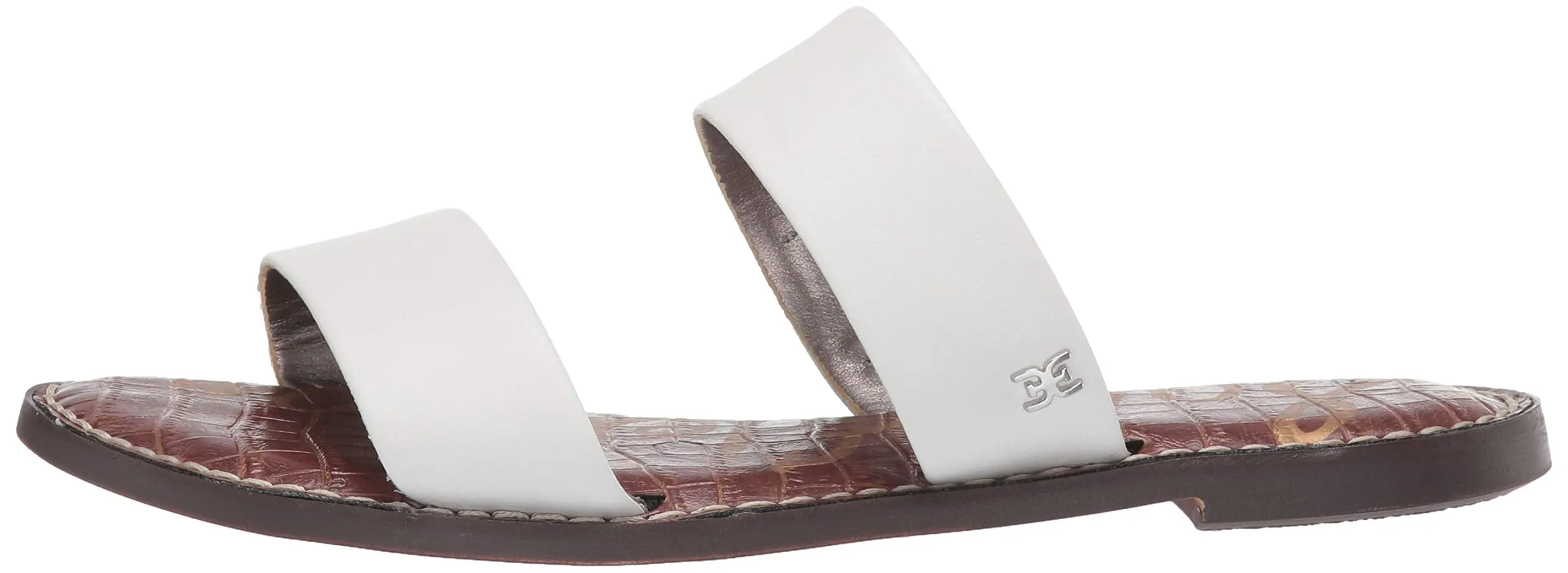 Sam Edelman Gala Bright White Leather Mule Flat Slip On Two Piece Slide Sandal