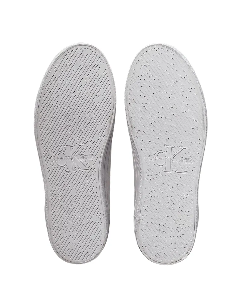 SNEAKERS DONNA IN PELLE CON PLATFORM - BIANCO ARGENTO