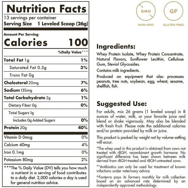 Solgar Whey To Go Protein Powder* Natural Vanilla Flavor