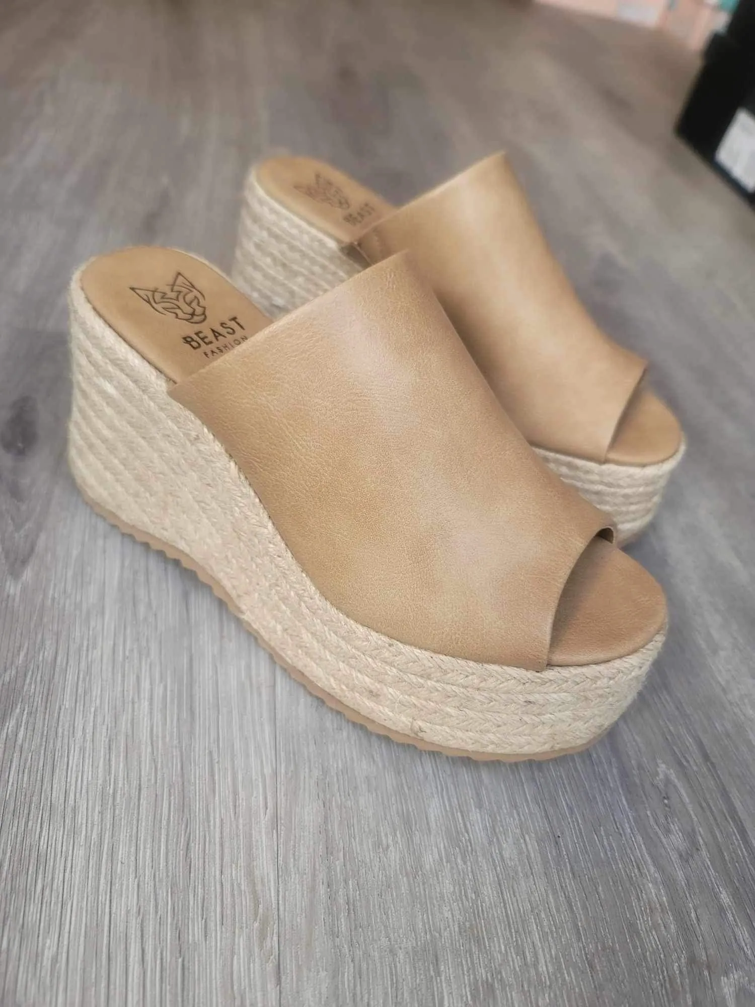 Stacey Platform Wedge Sandal - Taupe