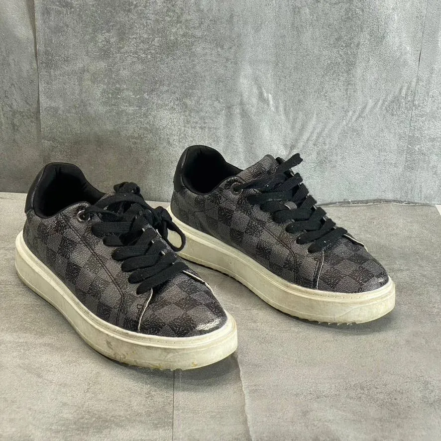 STEVE MADDEN Women's Black Check Print Charlie-SM Low Top Lace-Up Platform