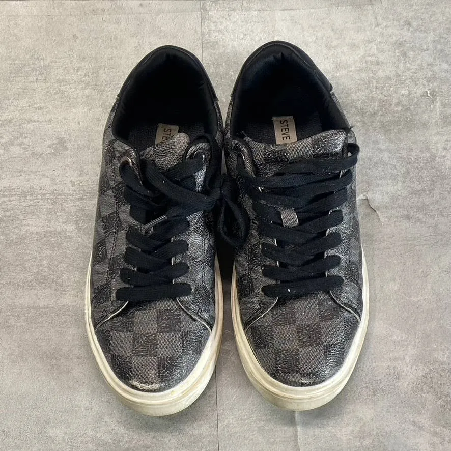 STEVE MADDEN Women's Black Check Print Charlie-SM Low Top Lace-Up Platform