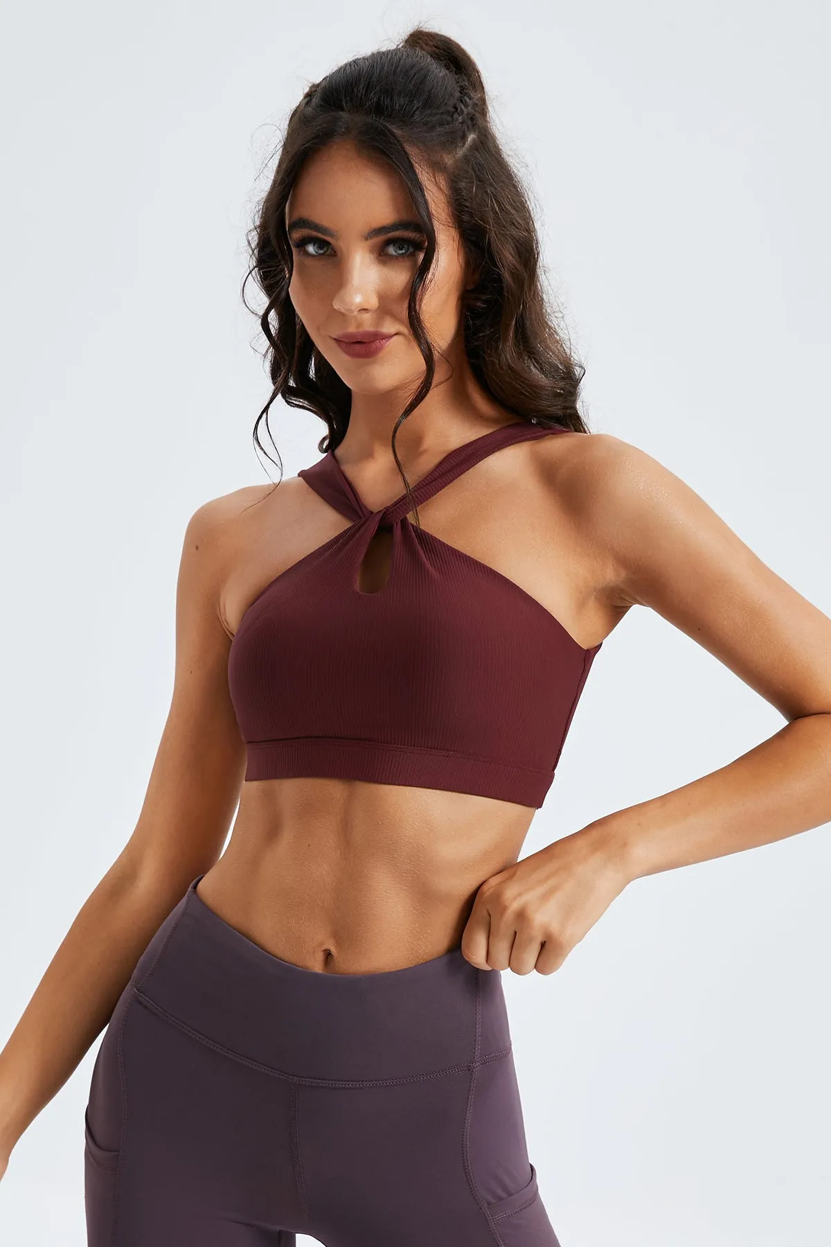 Twist Cut Out Crop Active Top