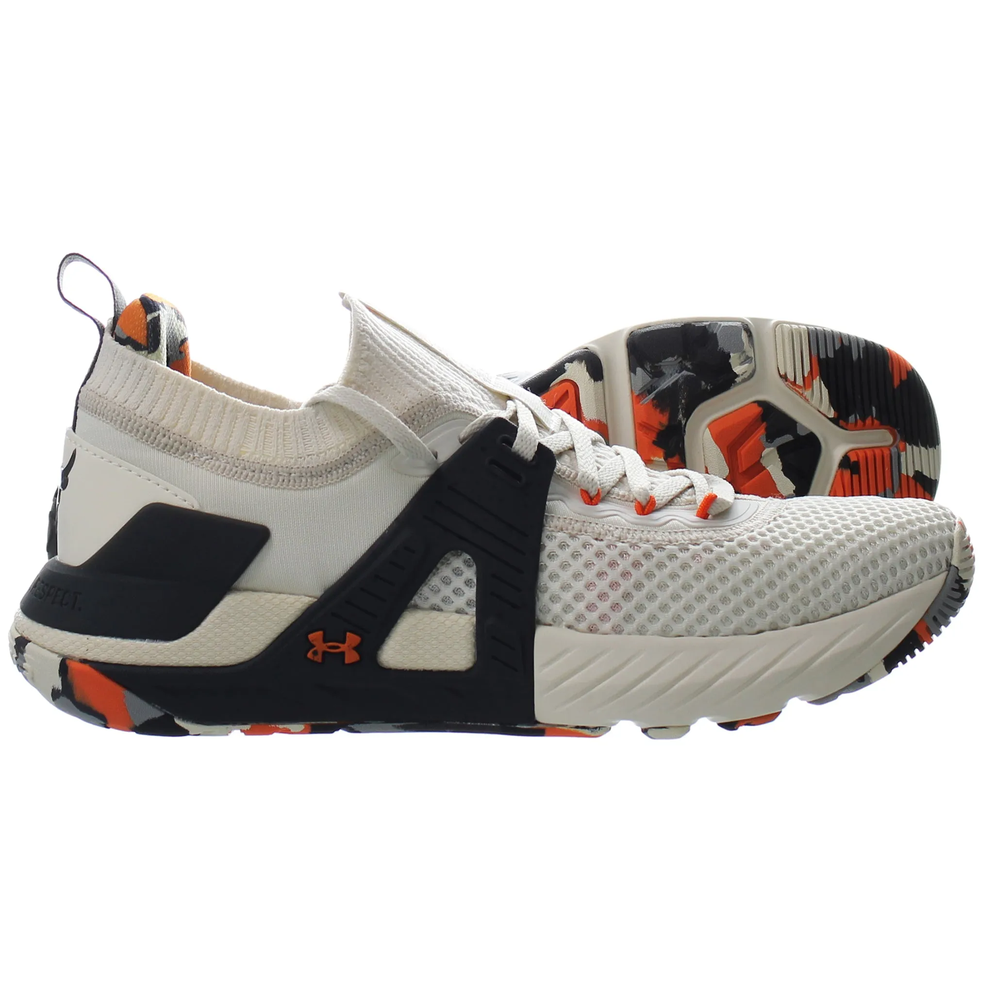Under Armour Project Rock 4 Marble Mens Beige Trainers