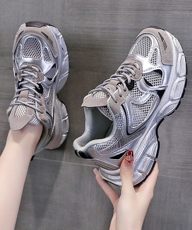 Women Splicing Platform Sport Shoes Pink Breathable Mesh KJ034