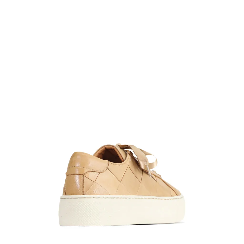 WOVEN LEATHER PLATFORM SNEAKER